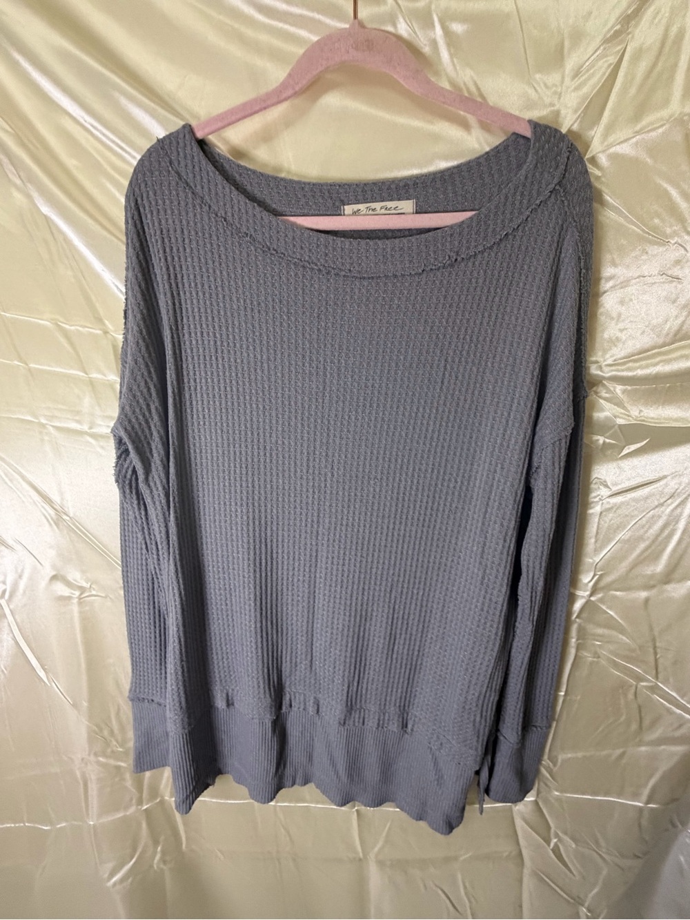 Free People We The Free Gray Waffle Thermal Top S